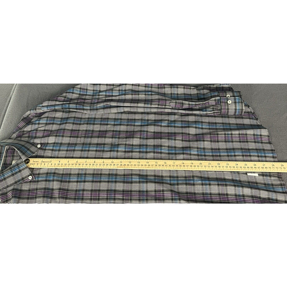 Peter Millar Button Down Men Shirt M Plaid Long Sleeve Purple Blue Cotton Preppy - Picture 13 of 14